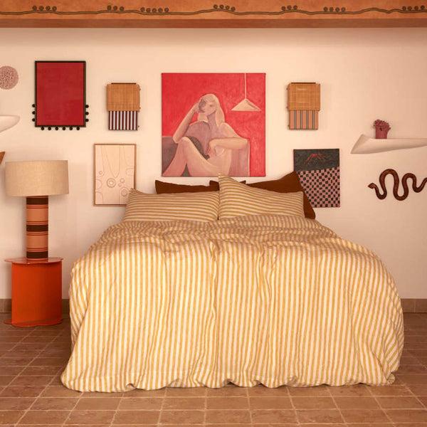 Duvet Cover King / Yellow Stripes