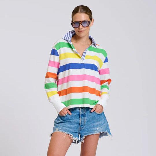 Rugby Summer Sweatshirt / Bright Stripe