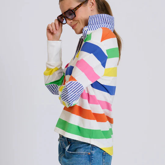 Rugby Summer Sweatshirt / Bright Stripe