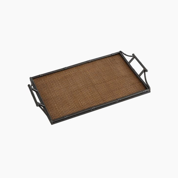 Rattan + Faux Bamboo Handle Tray / Small