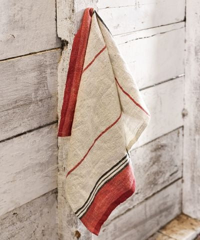 Selvedge Stripe Tea Towel /Red