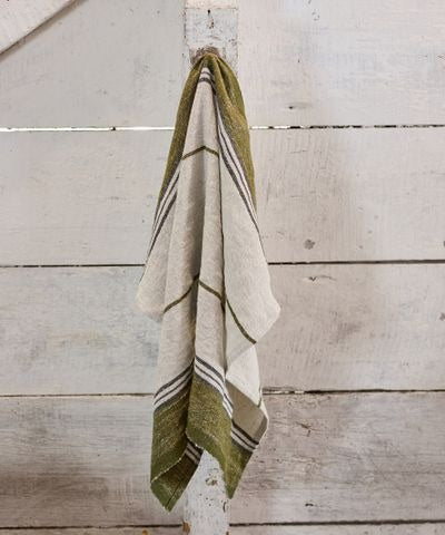 Selvedge Stripe Tea Towel / Green