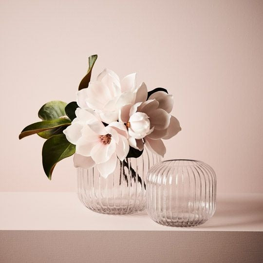 Ripple Squat Vase  13cm / Clear