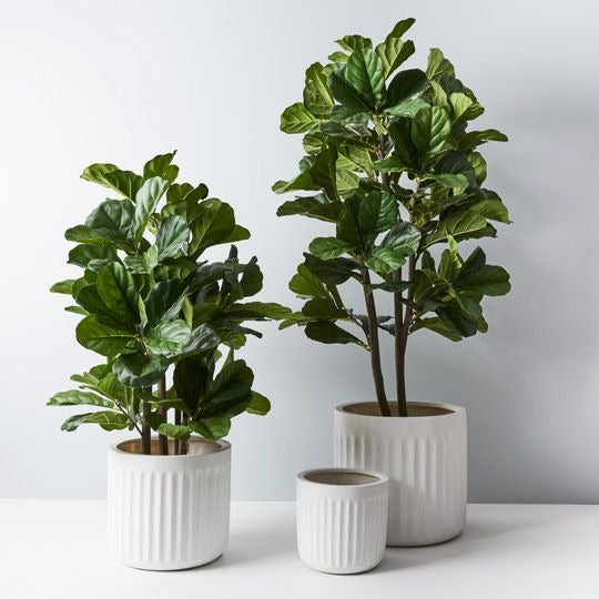 Pleat Round Pot Large / White