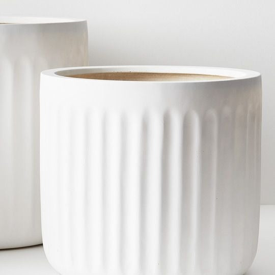 Pleat Round Pot Large / White