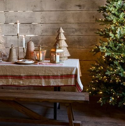 Selvedge Stripe Linen Table Runner / Red