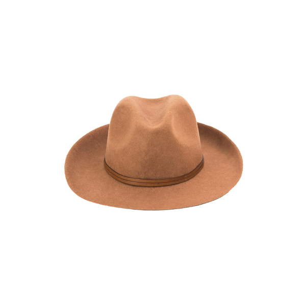 Fedora Felt Hat w Leather Strap / Camel
