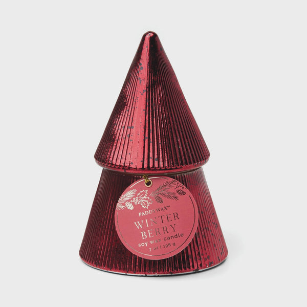 Stacked Tree Red 7oz Tree Candle / Winter Berry