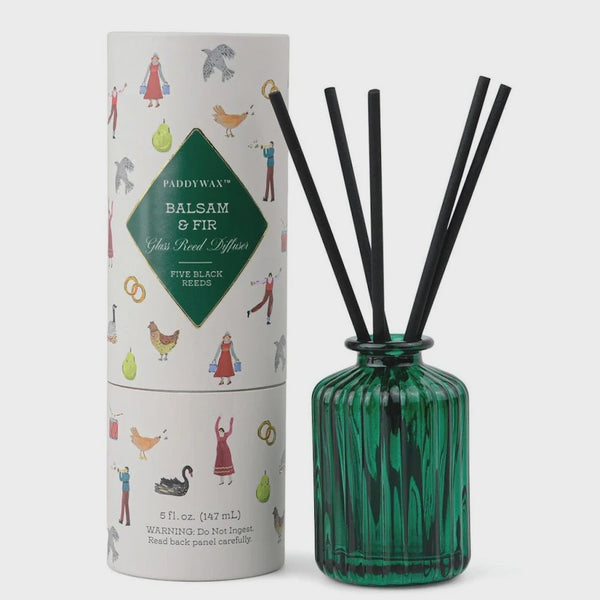 Holiday Ribbed Glass Diffuser / Balsam + Fir