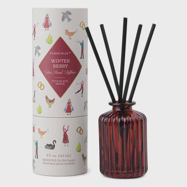 Holiday Ribbed Glass Diffuser / Winter Berry