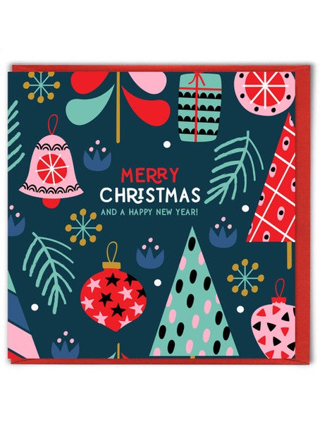 Christmas Card / Merry Christmas Blue Pattern