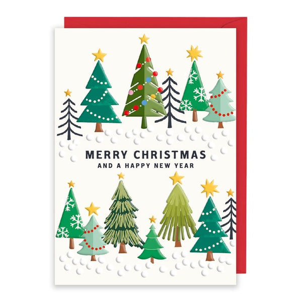 Merry Christmas + Happy New Year Tree Card