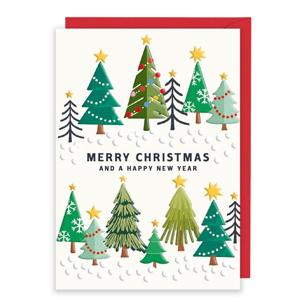 Merry Christmas + Happy New Year Tree Card