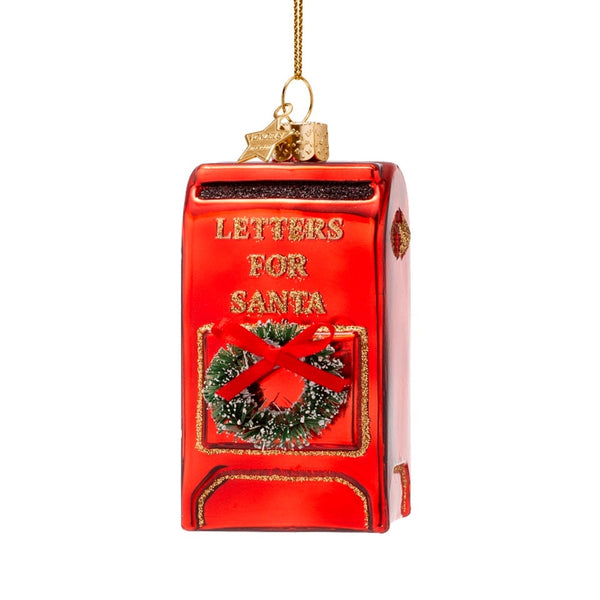 Glass Ornament / Red Santa's Mailbox