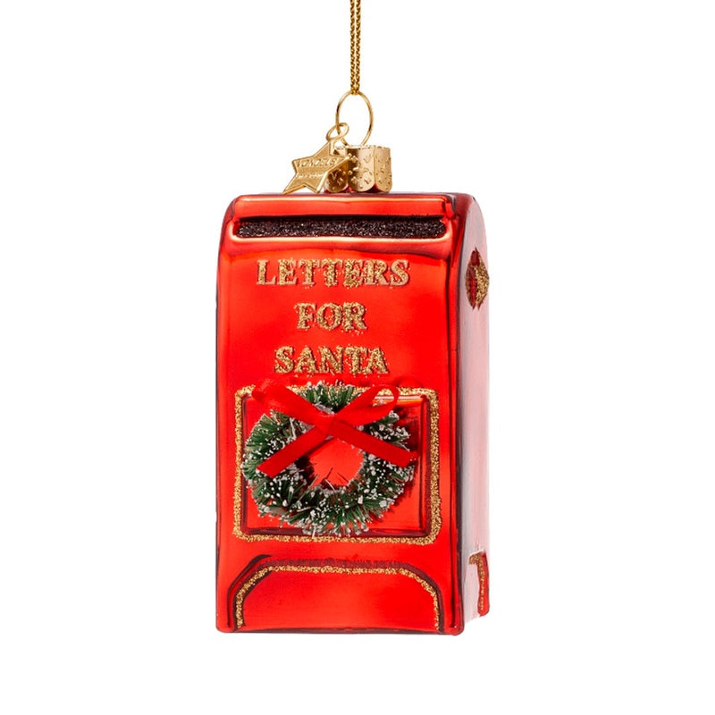 Glass Ornament / Red Santa's Mailbox