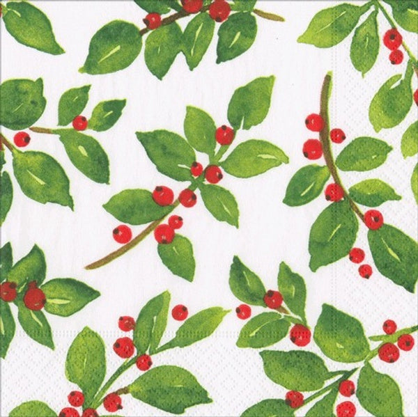 Lunch Napkins / Painted Holly White