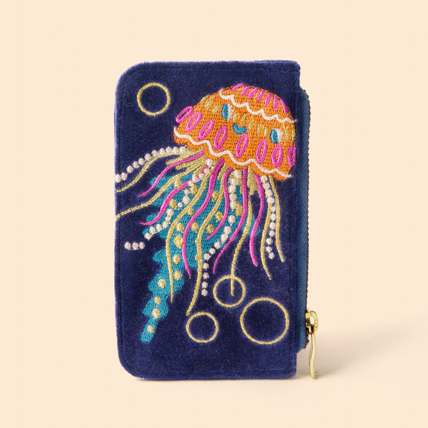 Jolly Jelly Velvet Card Holder / Navy