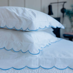 Scallops King Flat Sheet / Blue