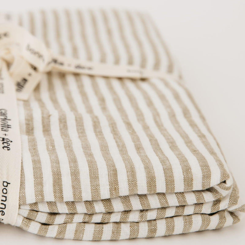 Fitted Sheet King / Olive Stripes