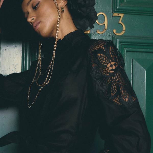 Sevilla Custom Lace Detail Shirt / Onyx