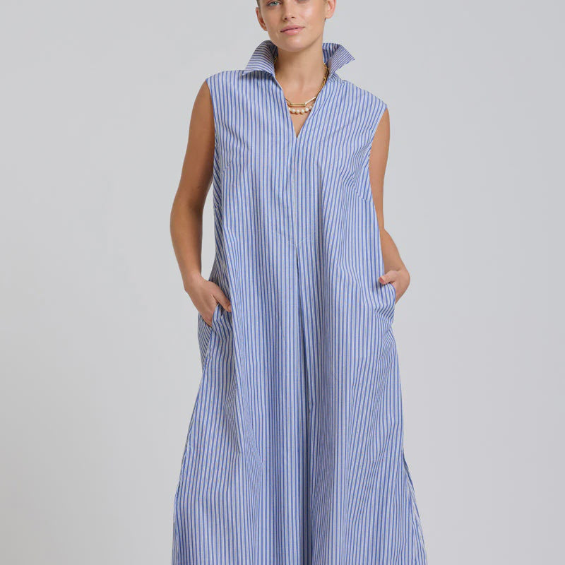 The Freya Shirt Dress / Navy Stripe