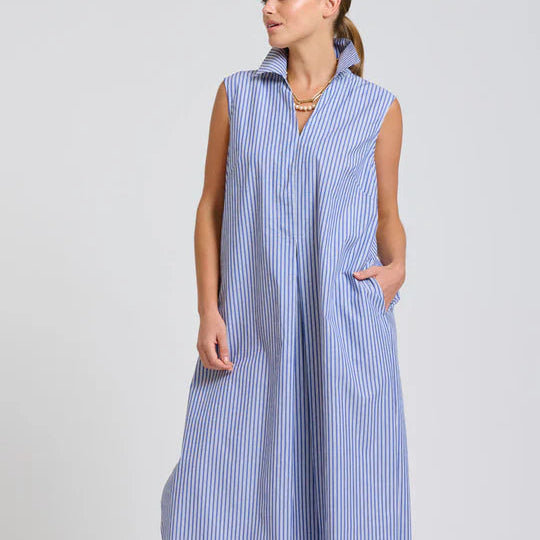 The Freya Shirt Dress / Navy Stripe
