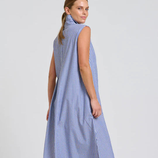 The Freya Shirt Dress / Navy Stripe