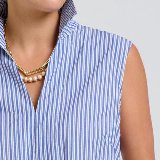 The Freya Shirt Dress / Navy Stripe