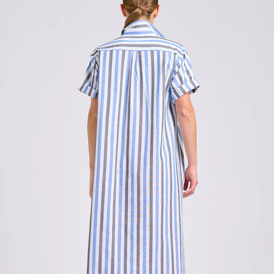 The Lucy Oversized Shirt Dress / Blue Stripes