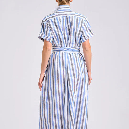 The Lucy Oversized Shirt Dress / Blue Stripes