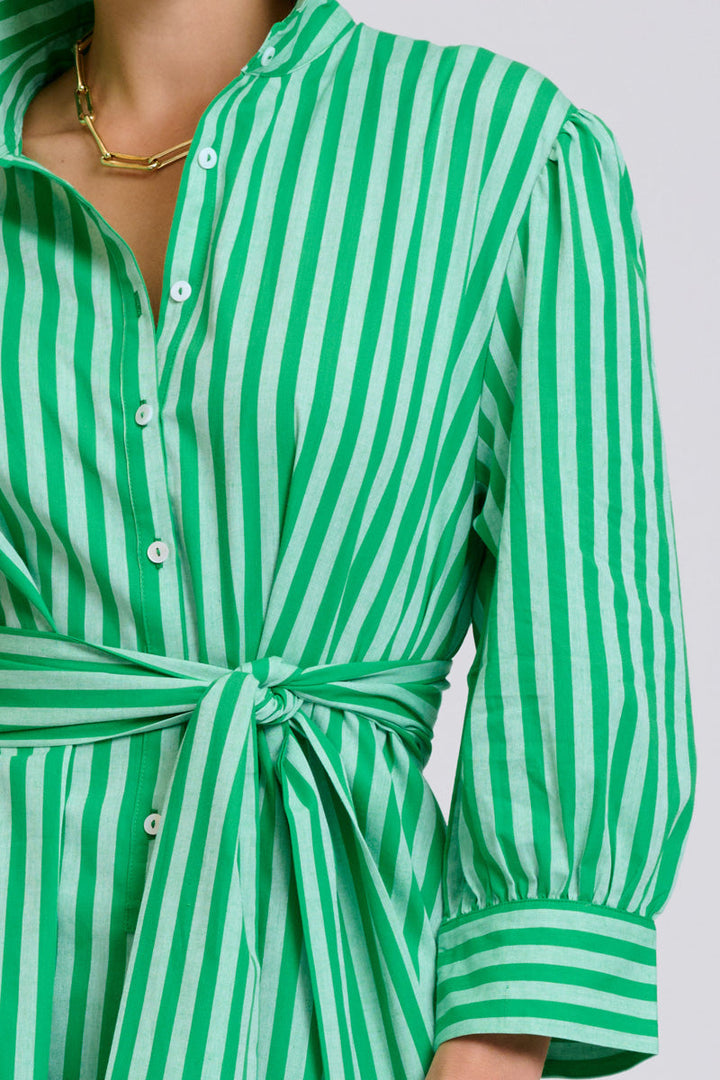 Martha Oversized Shirt Dress / Double Green Stripe