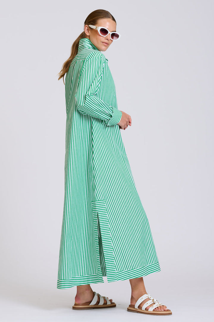 Sybil Oversized Dress / Bright Green Stripe