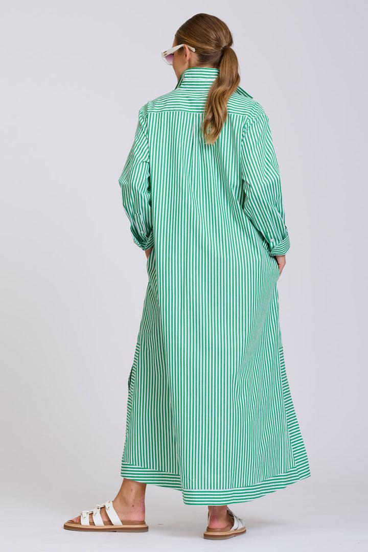 Sybil Oversized Dress / Bright Green Stripe