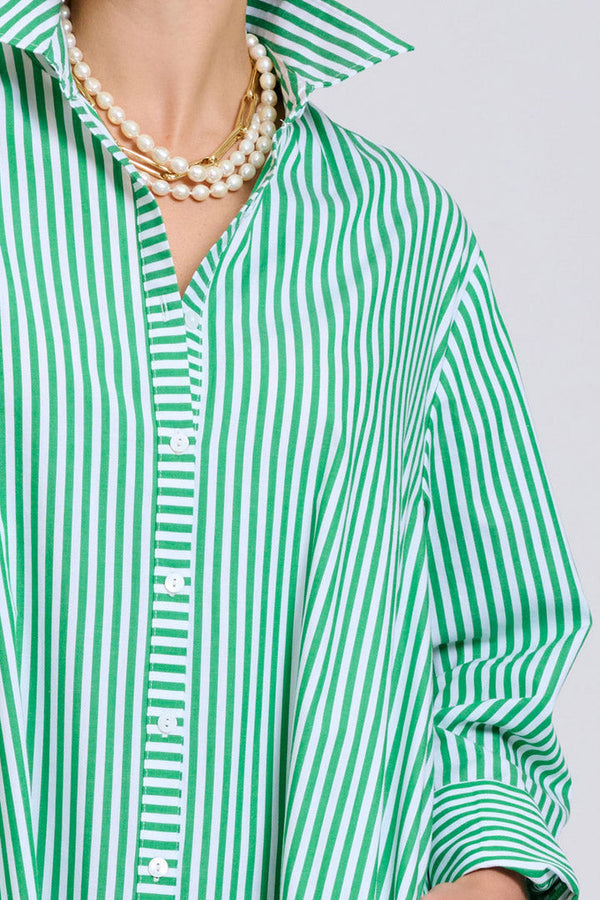 Sybil Oversized Dress / Bright Green Stripe