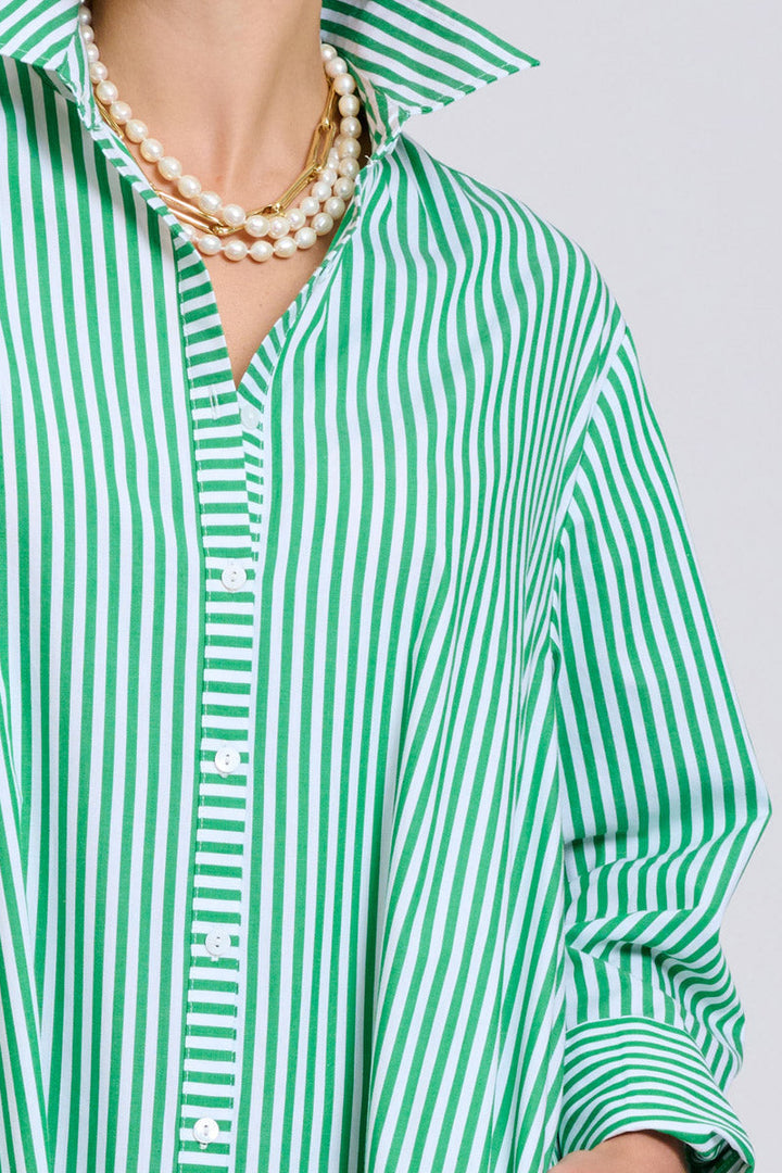 Sybil Oversized Dress / Bright Green Stripe
