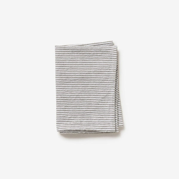 Stripe Washed Cotton Tea Towel Grey
