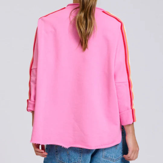 Raw V Neck Tape Sweater / Pink