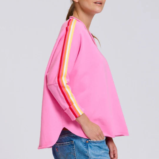 Raw V Neck Tape Sweater / Pink