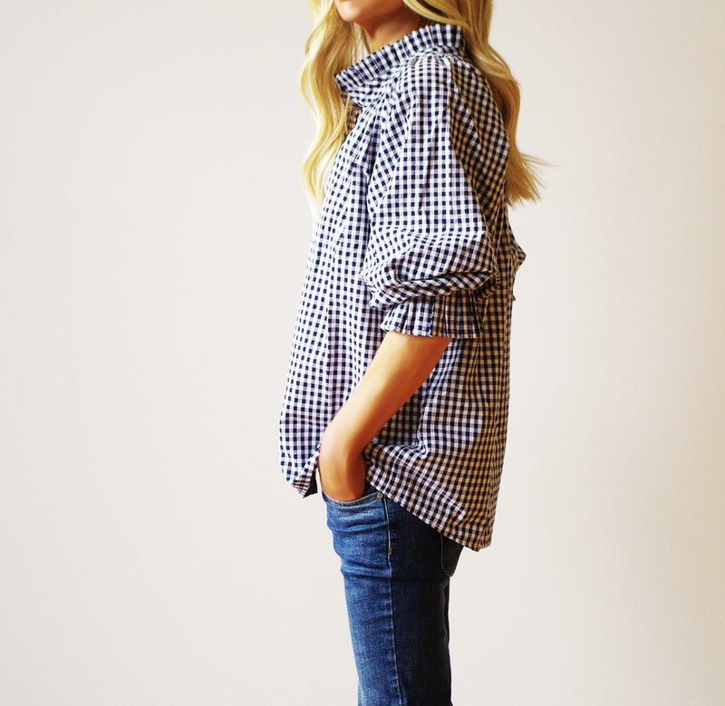 Olive Gingham Shirt / Indigo