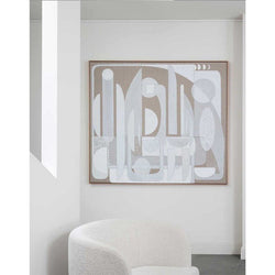 White Luna Stucco - Oak Framed Giclee Print