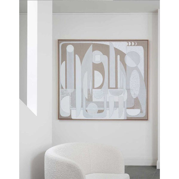 White Luna Stucco - Oak Framed Giclee Print