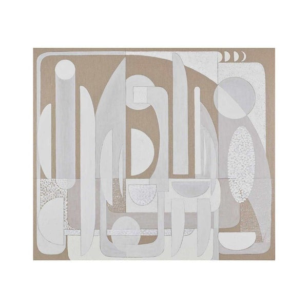 White Luna Stucco - Oak Framed Giclee Print