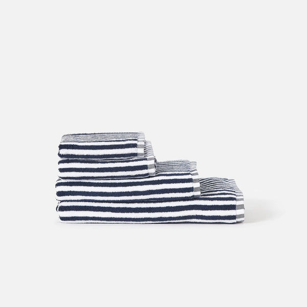 Wide Stripe Bath Mat / Navy & White