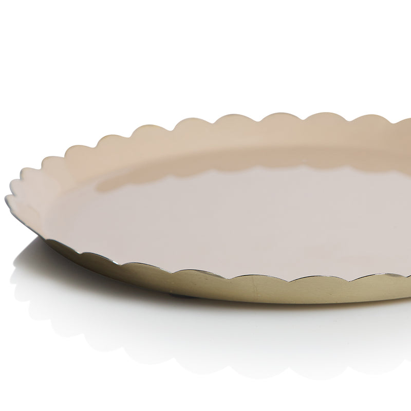 Bazaar Scallop Round Tray Large / Mushroom