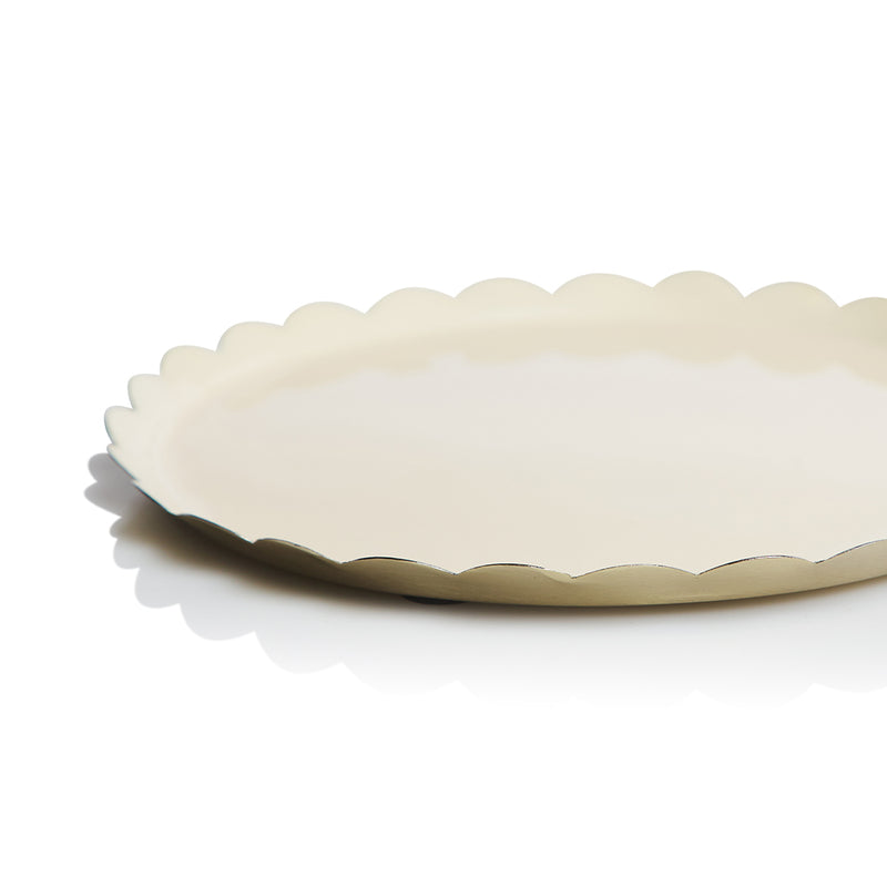 Bazaar Scallop Round Tray Small / Cream