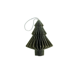 Olive Green & Silver Glitter Edge Paper Tree Ornament