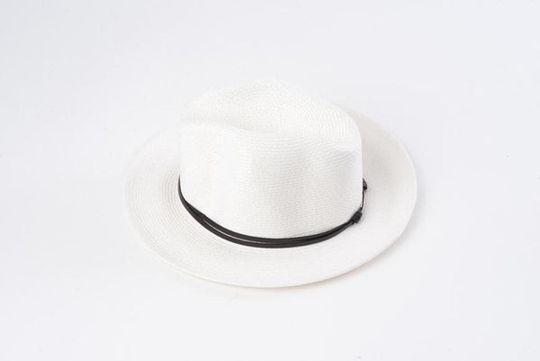 Borsalino Hat w Leather Strap / White