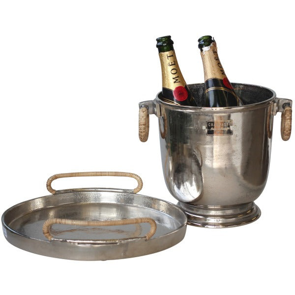 Round Tray with Rattan Handle 33cm