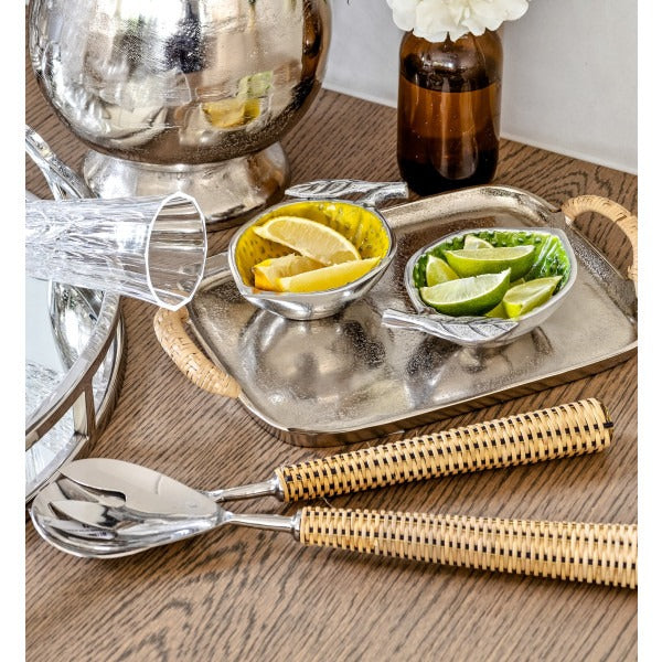 Light Rattan Weave Salad Servers