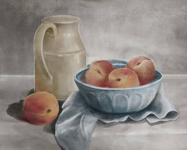Milk Jug w Peaches Painting